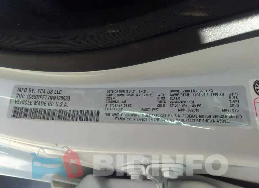 1C6SRFFT7NN120933 Photo# 9