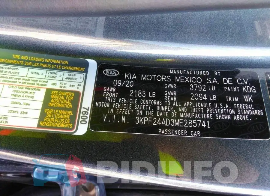 3KPF24AD3ME285741 Photo# 9