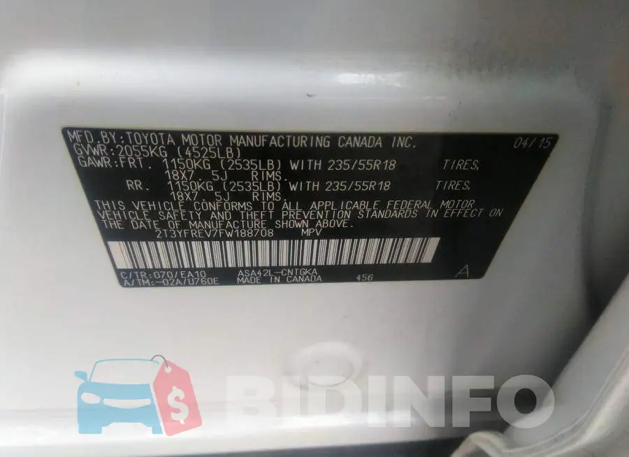 2T3YFREV7FW188708 Photo# 9