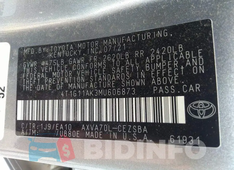 4T1G11AK3MU606873 Photo# 9