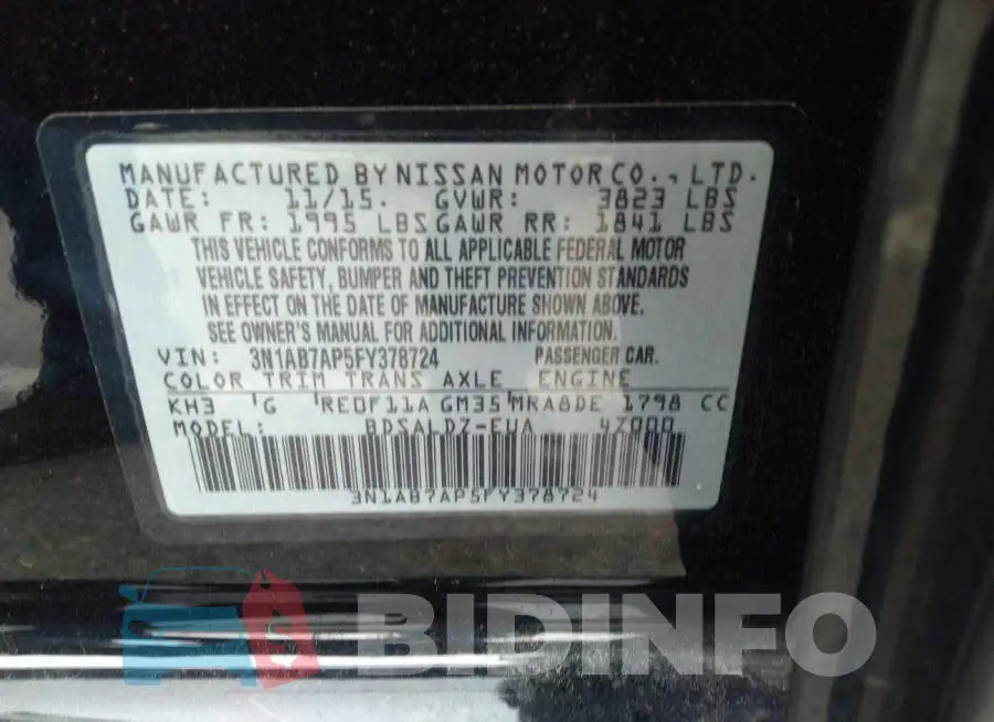 3N1AB7AP5FY378724 Photo# 9