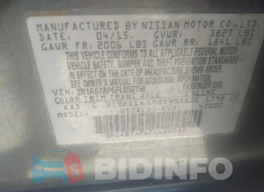 3N1AB7AP6FL650758 Photo# 9