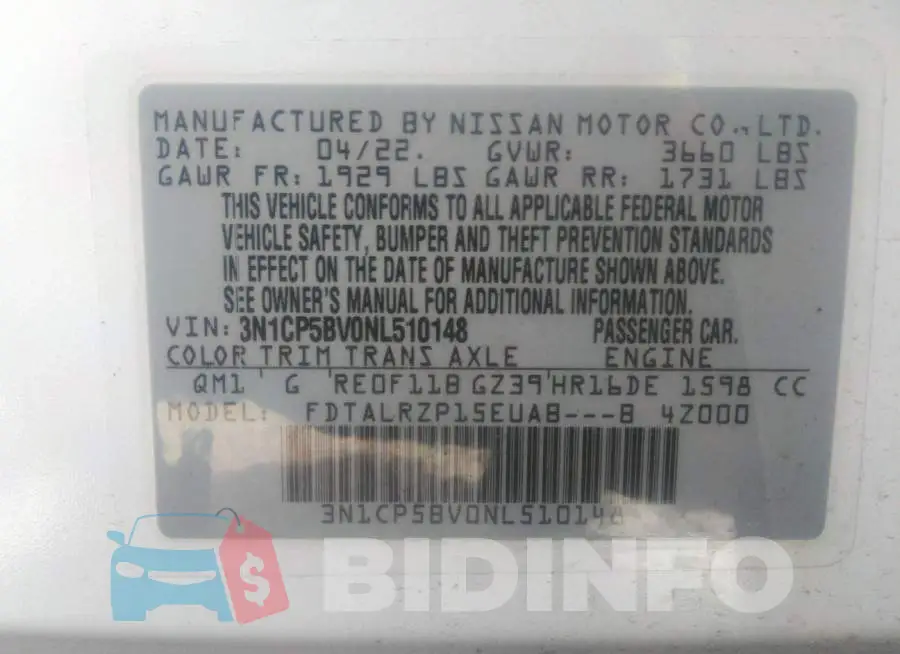 3N1CP5BV0NL510148 Photo# 9