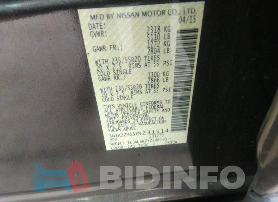 5N1AZ2MG5FN231514 Photo# 9