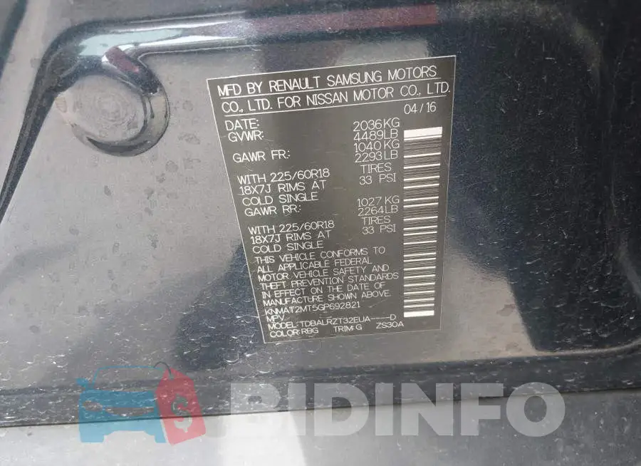 KNMAT2MT5GP692821 Photo# 9