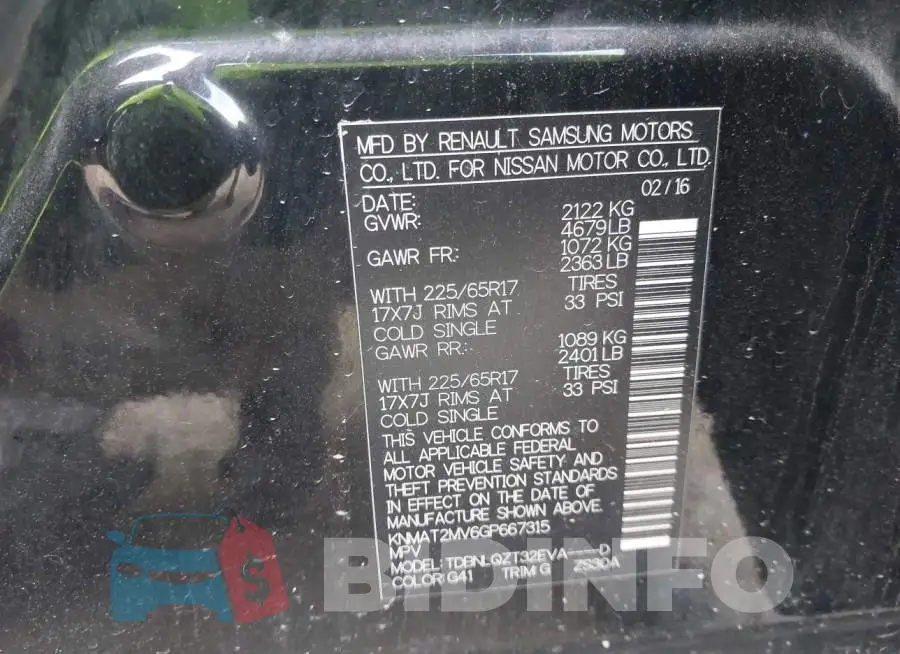 KNMAT2MV6GP667315 Photo# 9