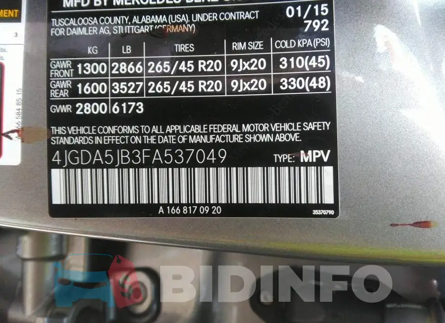 4JGDA5JB3FA537049 Photo# 9