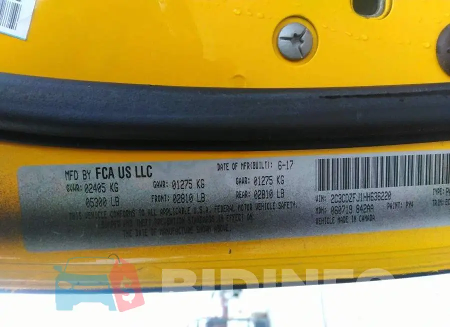 2C3CDZFJ1HH636220 Photo# 9
