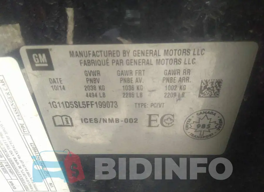 1G11D5SL5FF199073 Photo# 9