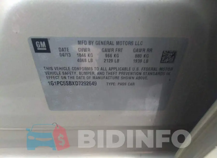 1G1PC5SBXD7292649 Photo# 9