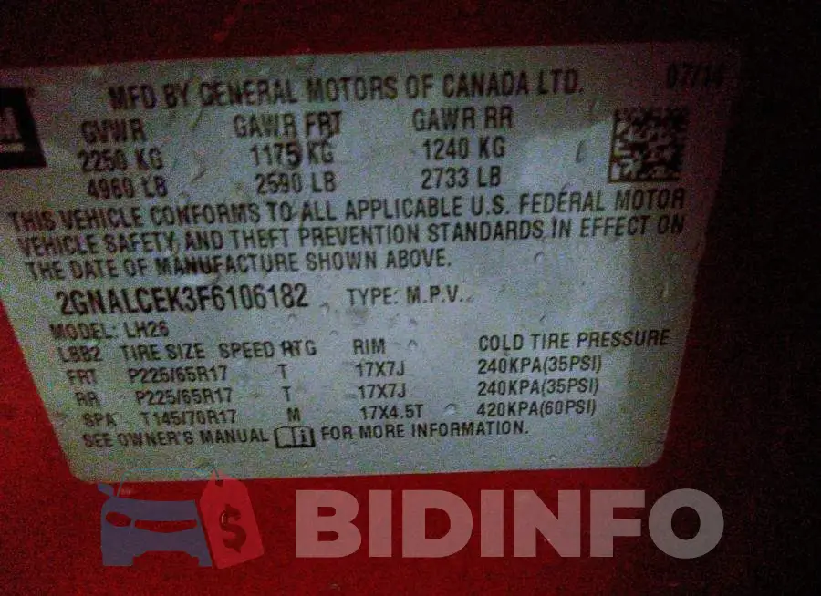 2GNALCEK3F6106182 Photo# 9