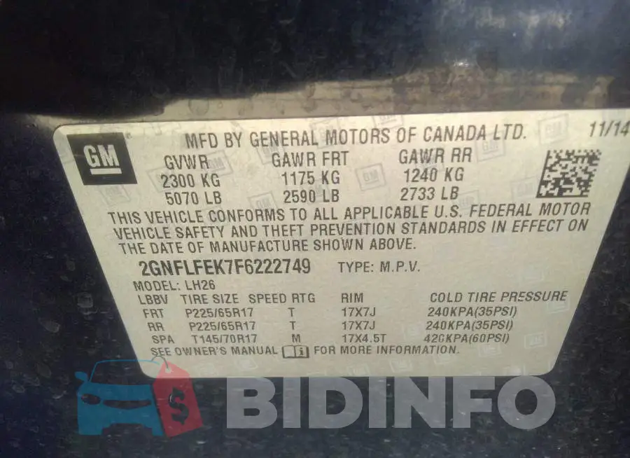 2GNFLFEK7F6222749 Photo# 9
