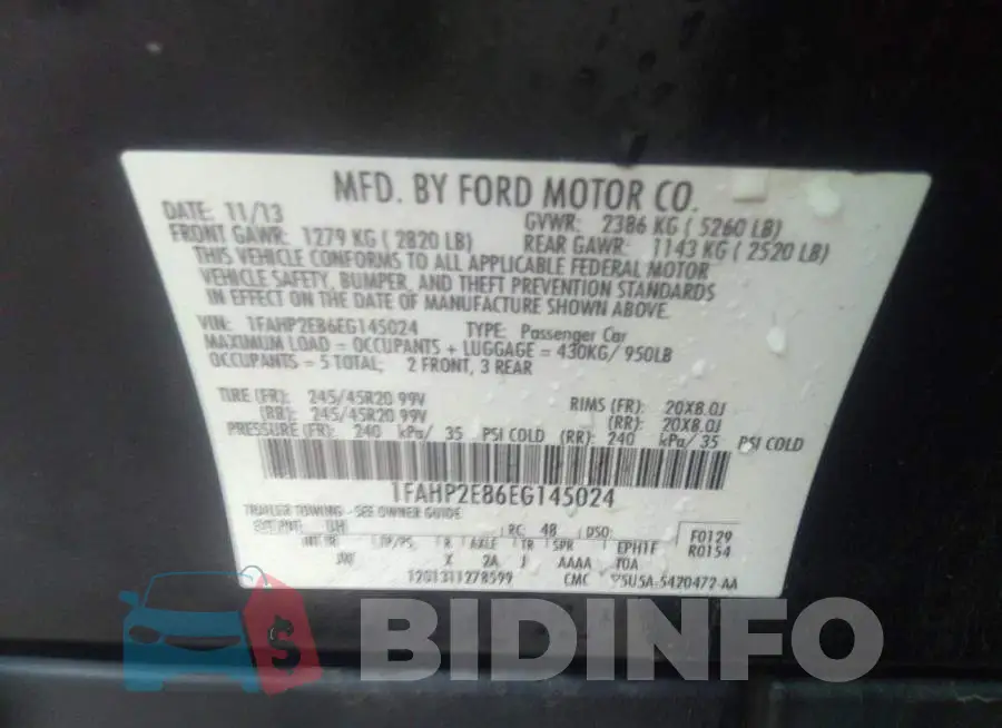 1FAHP2E86EG145024 Photo# 9