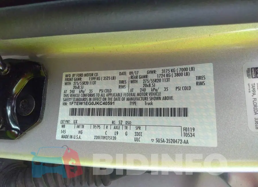 1FTEW1EG0JKC40591 Photo# 9