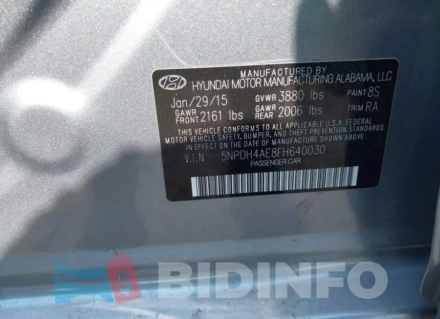 5NPDH4AE8FH640030 Photo# 9