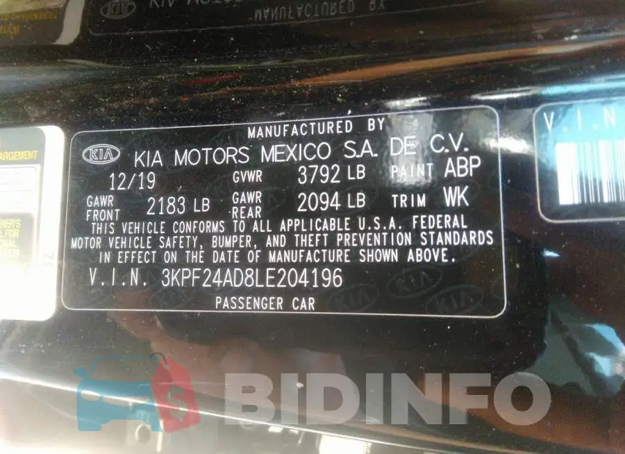3KPF24AD8LE204196 Photo# 9