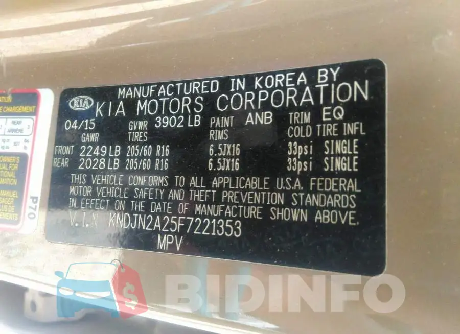 KNDJN2A25F7221353 Photo# 9