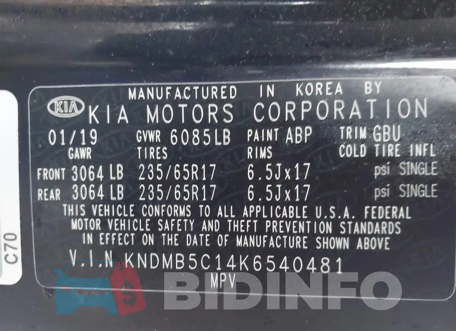 KNDMB5C14K6540481 Photo# 9