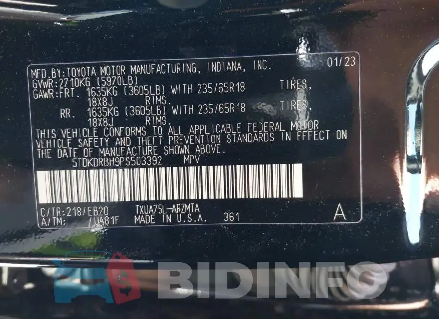 5TDKDRBH9PS503392 Photo# 9