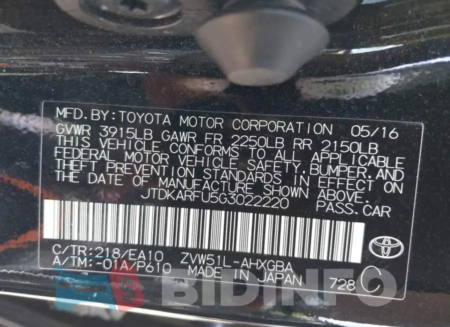 JTDKARFU5G3022220 Photo# 9