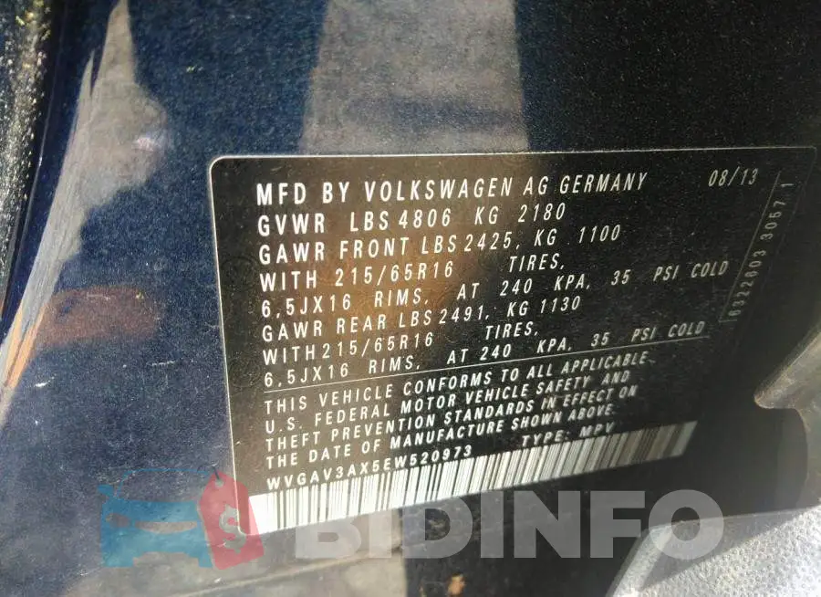 WVGAV3AX5EW520973 Photo# 9