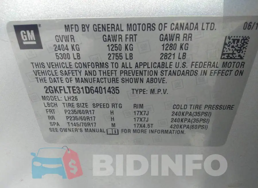 2GKFLTE31D6401435 Photo# 9