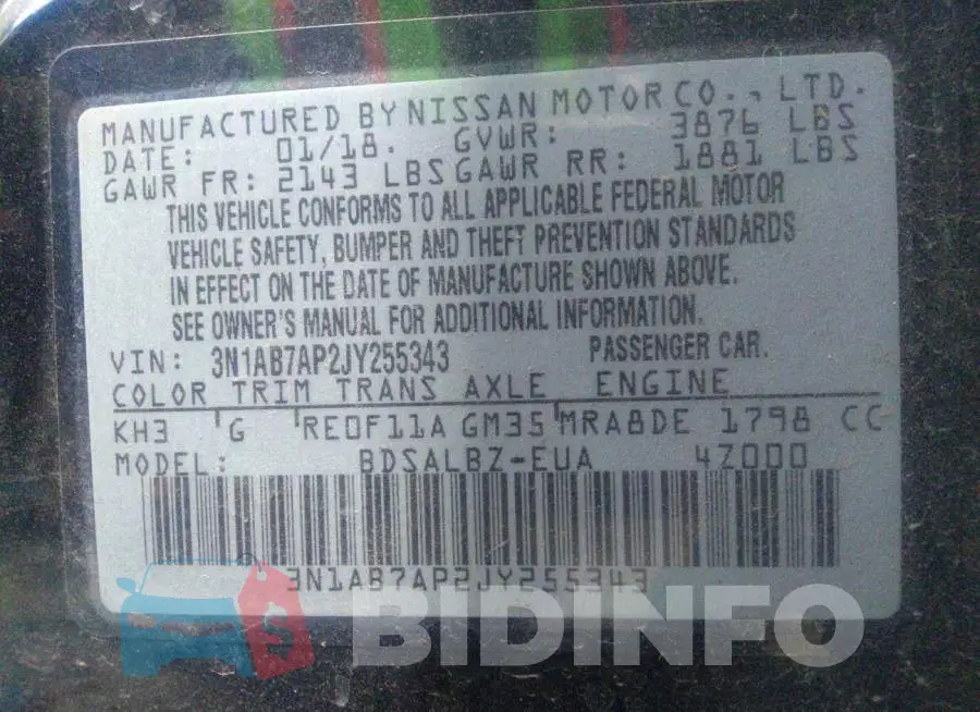 3N1AB7AP2JY255343 Photo# 9
