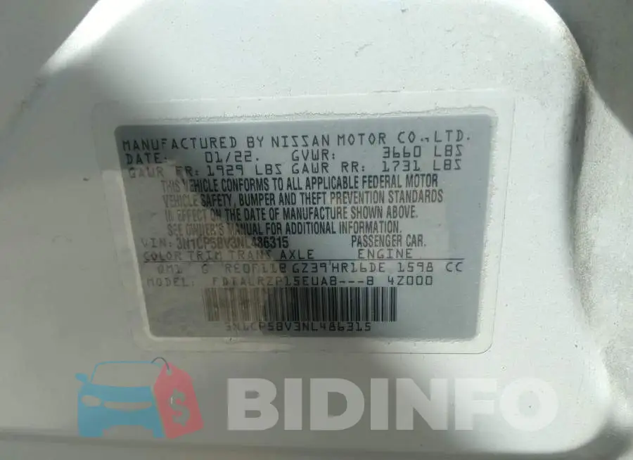 3N1CP5BV3NL486315 Photo# 9
