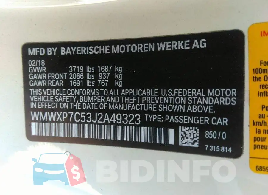 WMWXP7C53J2A49323 Photo# 9
