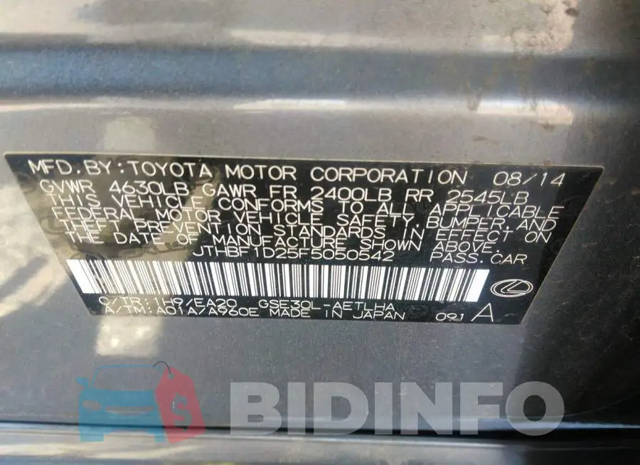 JTHBF1D25F5050542 Photo# 9