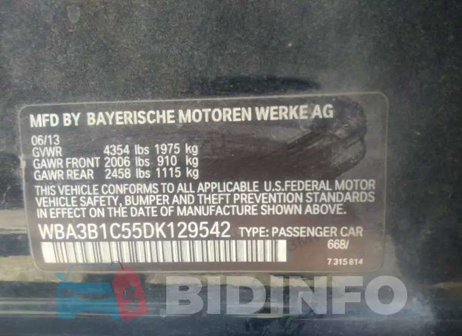 WBA3B1C55DK129542 Photo# 9