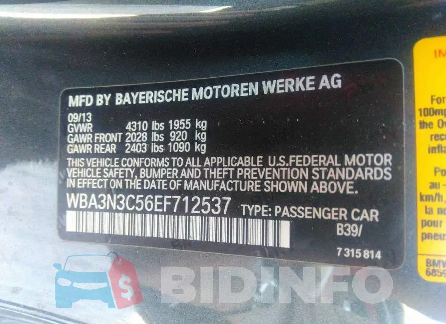 WBA3N3C56EF712537 Photo# 9