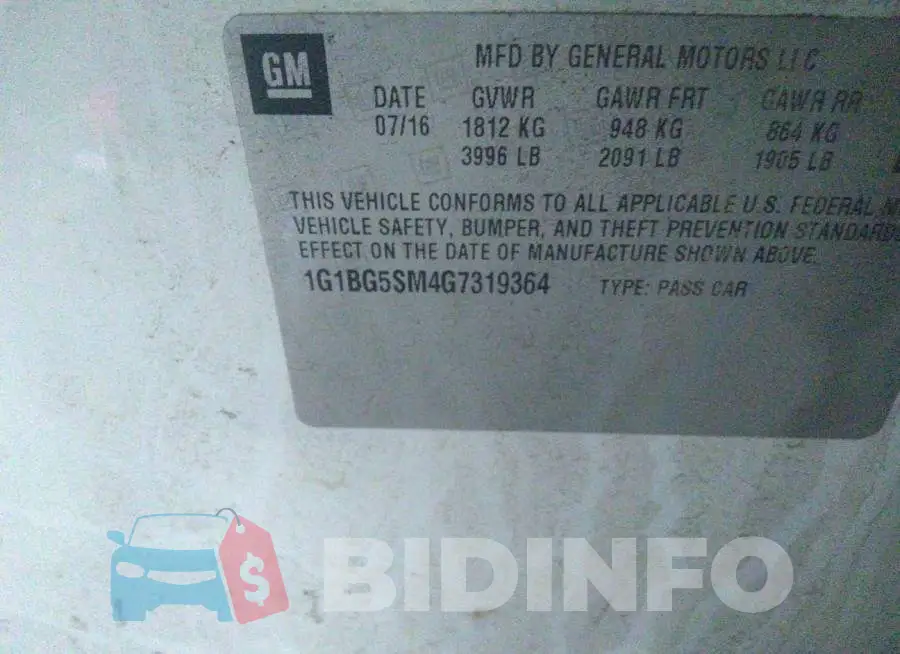 1G1BG5SM4G7319364 Photo# 9