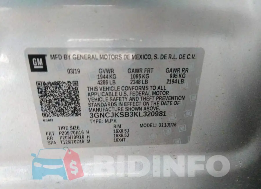 3GNCJKSB3KL320981 Photo# 9