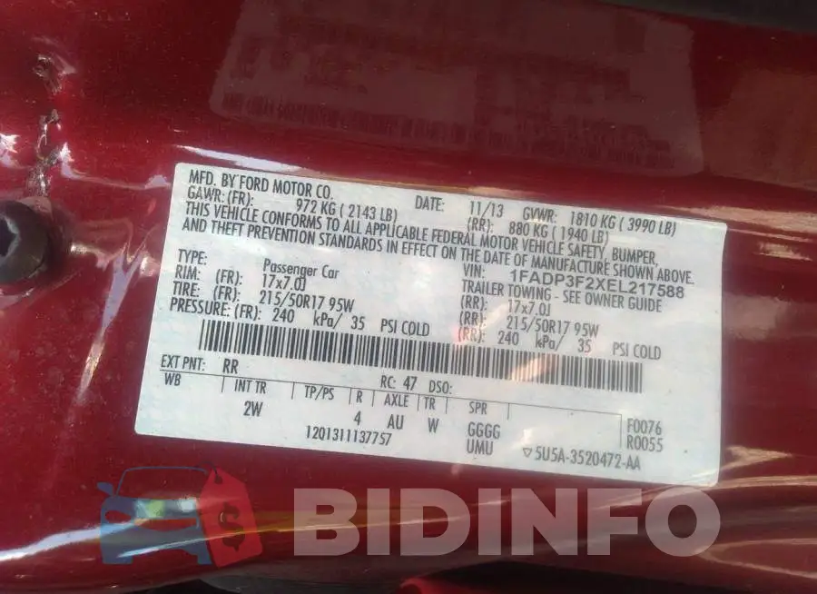 1FADP3F2XEL217588 Photo# 9