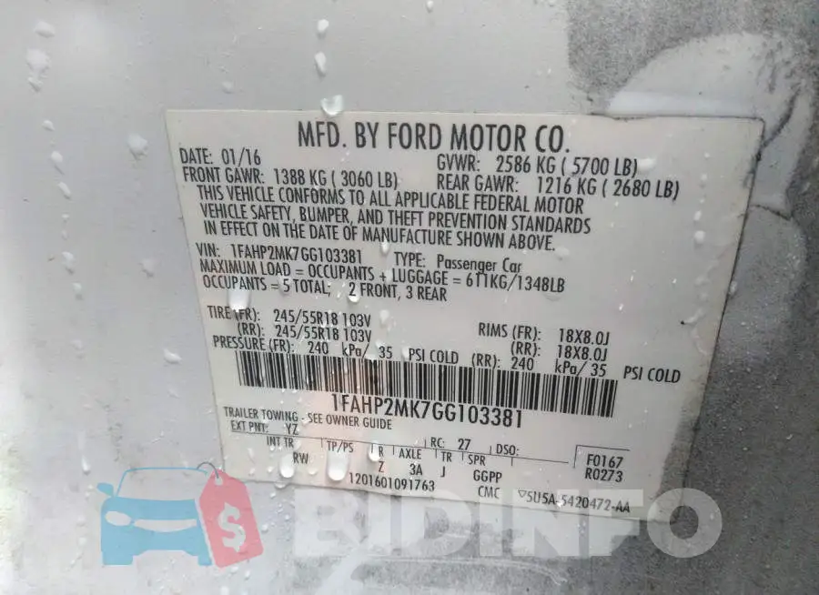 1FAHP2MK7GG103381 Photo# 9