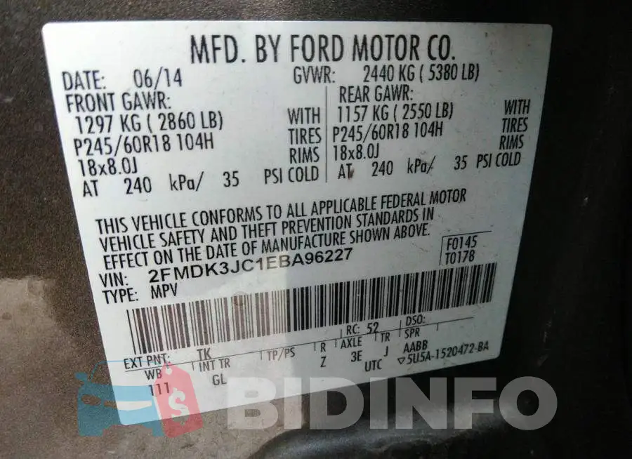 2FMDK3JC1EBA96227 Photo# 9