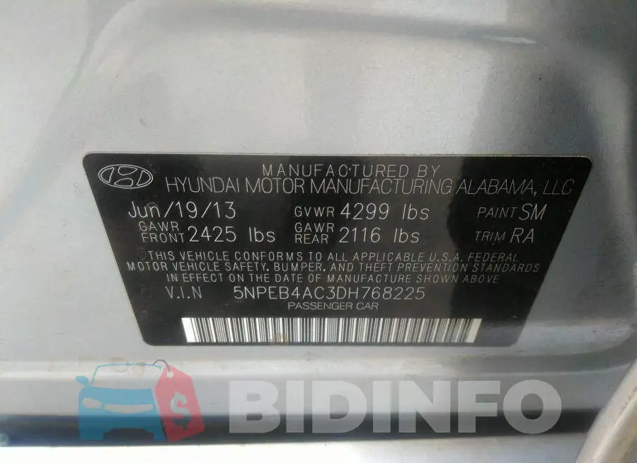 5NPEB4AC3DH768225 Photo# 9