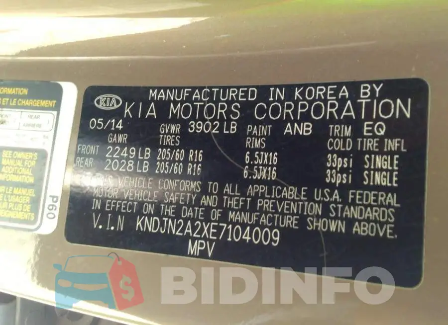 KNDJN2A2XE7104009 Photo# 9