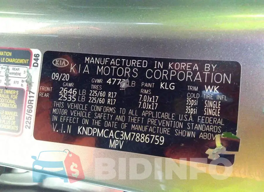 KNDPMCAC3M7886759 Photo# 9