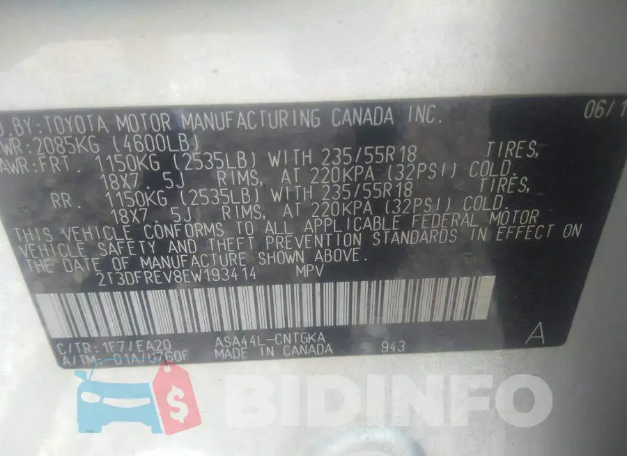 2T3DFREV8EW193414 Photo# 9