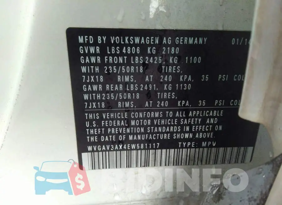 WVGAV3AX4EW581117 Photo# 9