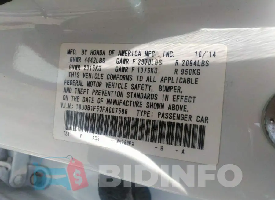 19UUB1F53FA007596 Photo# 9