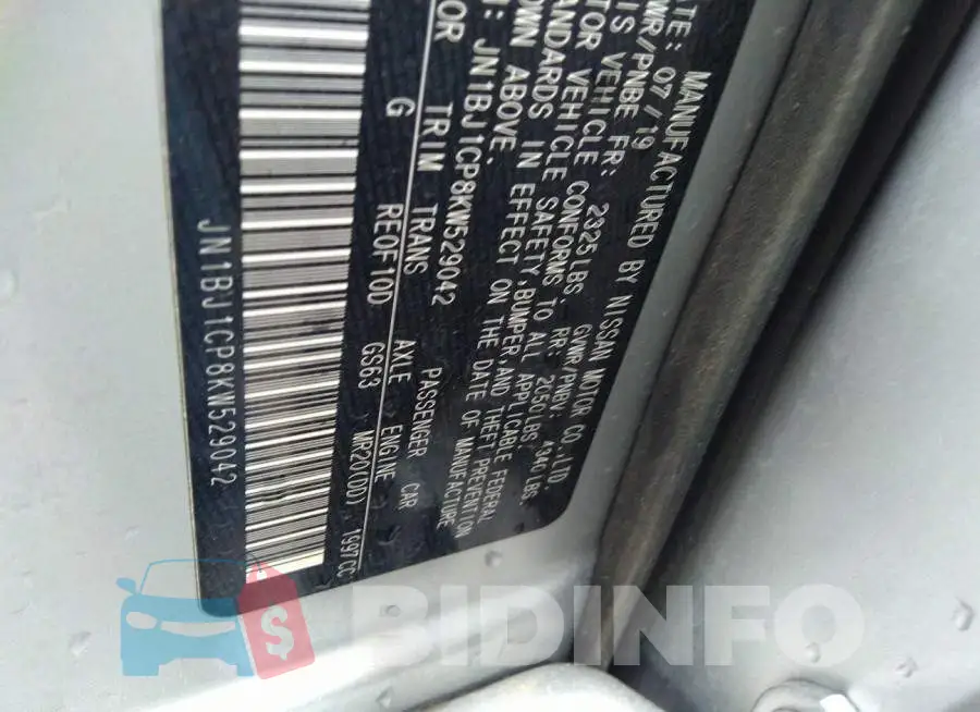 JN1BJ1CP8KW529042 Photo# 9