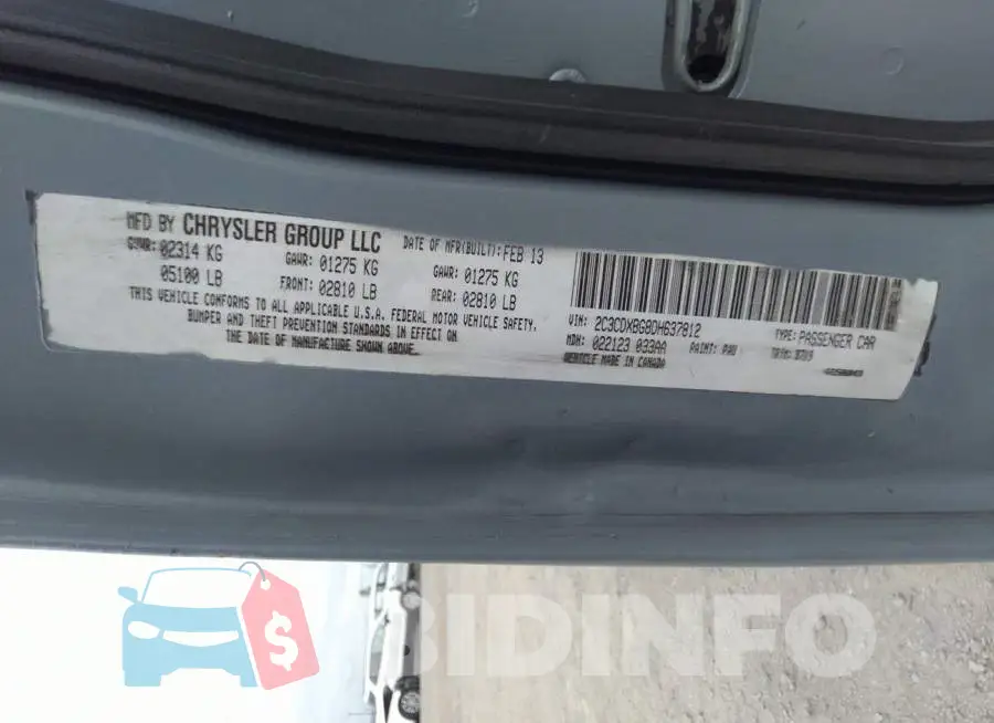 2C3CDXBG8DH637812 Photo# 9