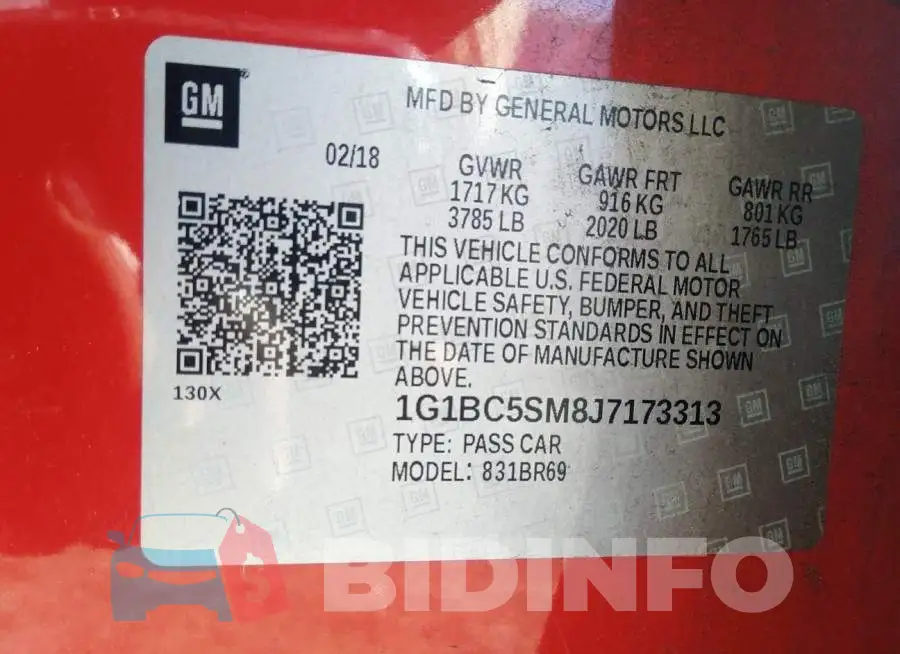 1G1BC5SM8J7173313 Photo# 9