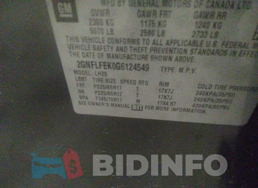 2GNFLFEK0G6124549 Photo# 9