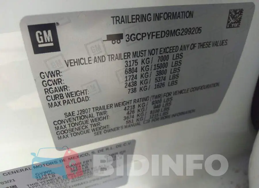 3GCPYFED9MG299205 Photo# 9