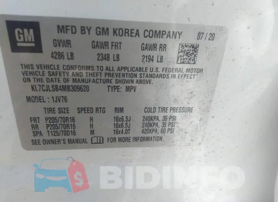 KL7CJLSB4MB309620 Photo# 9