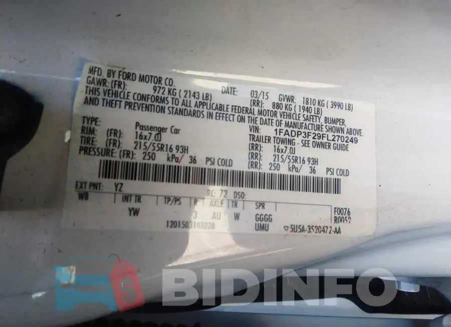 1FADP3F29FL270249 Photo# 9